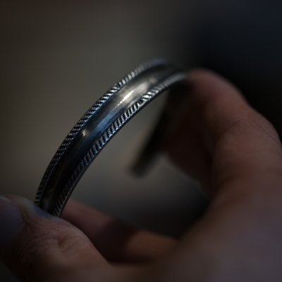 画像1: クリーク族 Jesse Robbins ダブルロープ コインシルバー バングル "5 3/4"